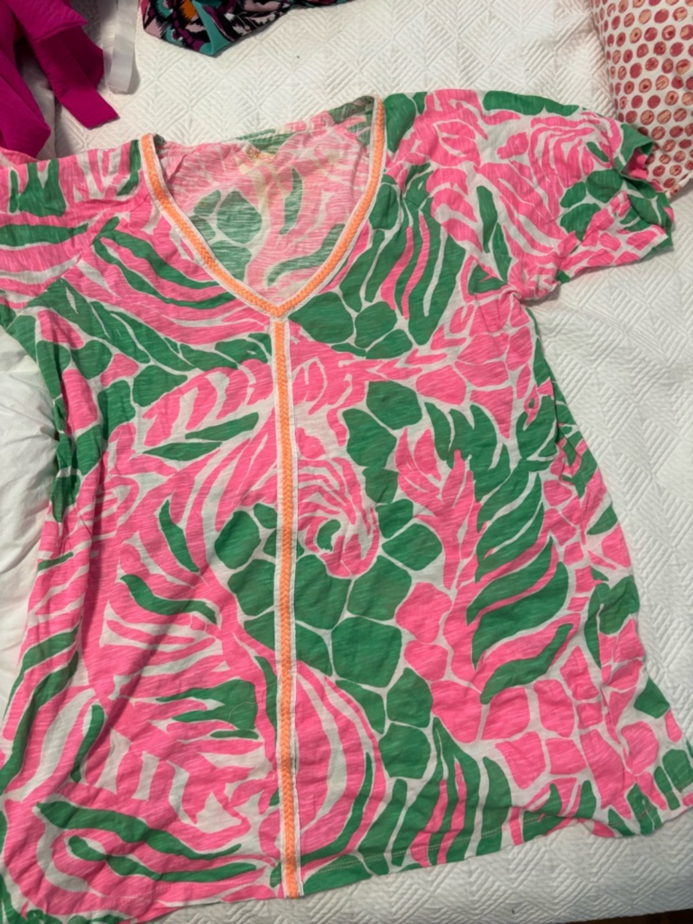 Vibrant Pink & Green Tropical cover up
